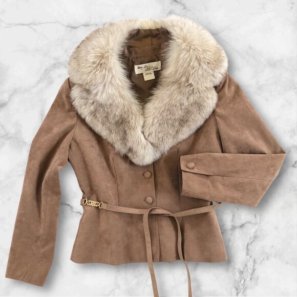 Vintage Adolph Schuman for Lilli Ann Ultra Suede Jacket W/Fox Fur Collar XL - Picture 1 of 13